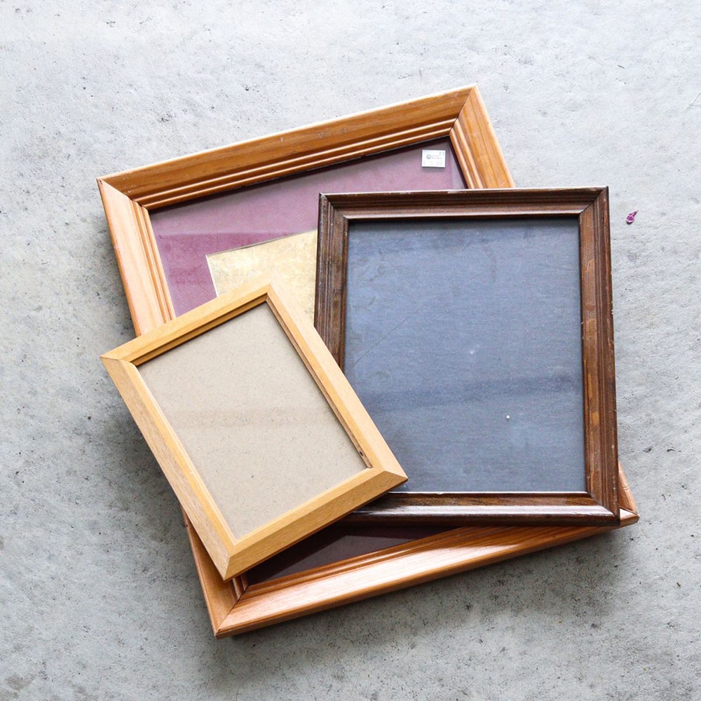 photo of three wooden frames before staining 