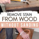 scraping stain from wood surface with a scraper