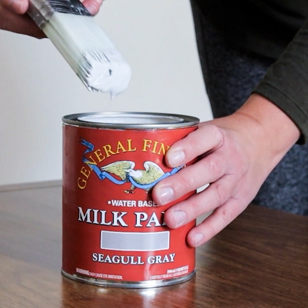 general finishes milk paint with a high qaulity brush ready for painting