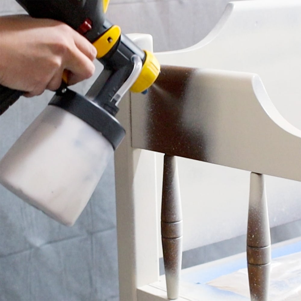 painting wooden bench with wagner sprayer