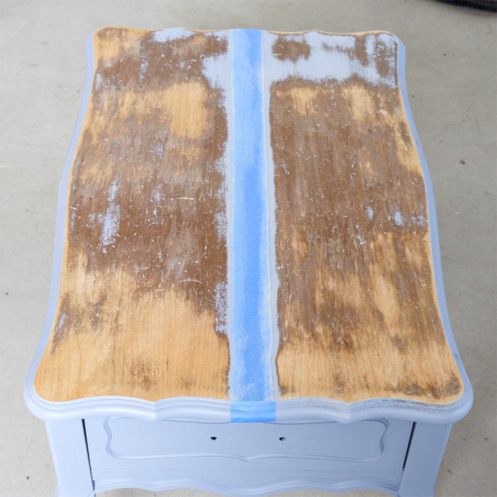 photo of nightstand with sanded top