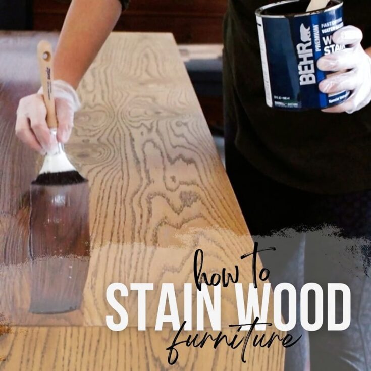 staining furniture using a high quality brush with text overlay