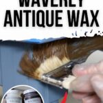 A hand brushes Waverly Antique Wax on painted wood
