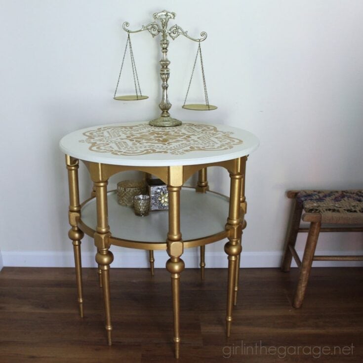 Image for Gold and White Stenciled Table
