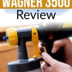 Hands holding a Wagner 3500 paint sprayer; text reads Paint Sprayer Wagner 3500 Review.