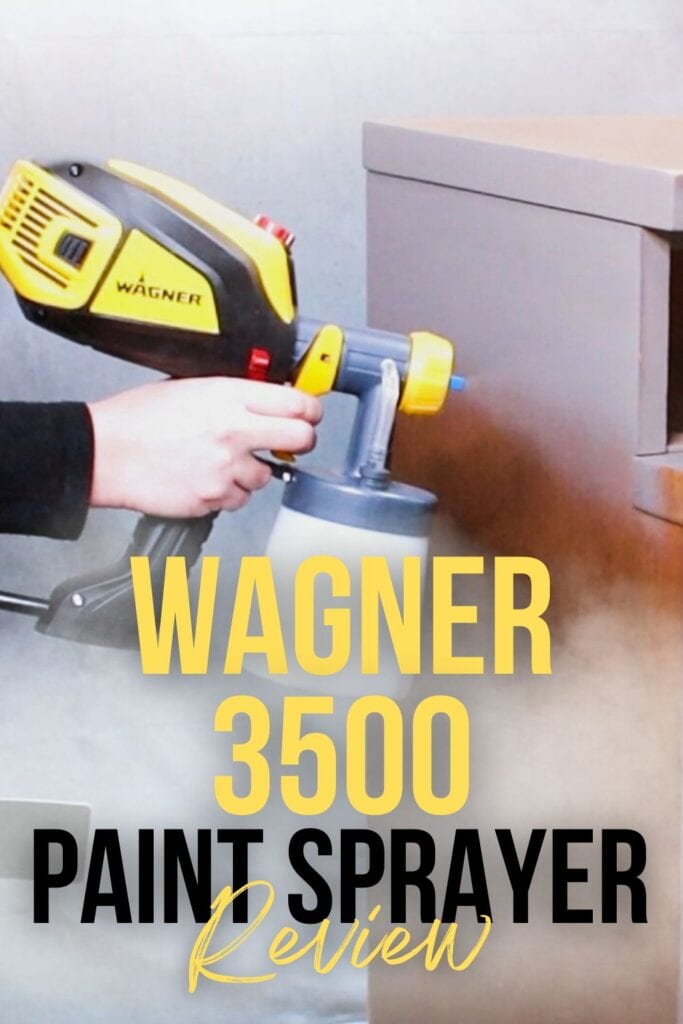 wagner flexio 3500 spraying paint onto furniture with text overlay