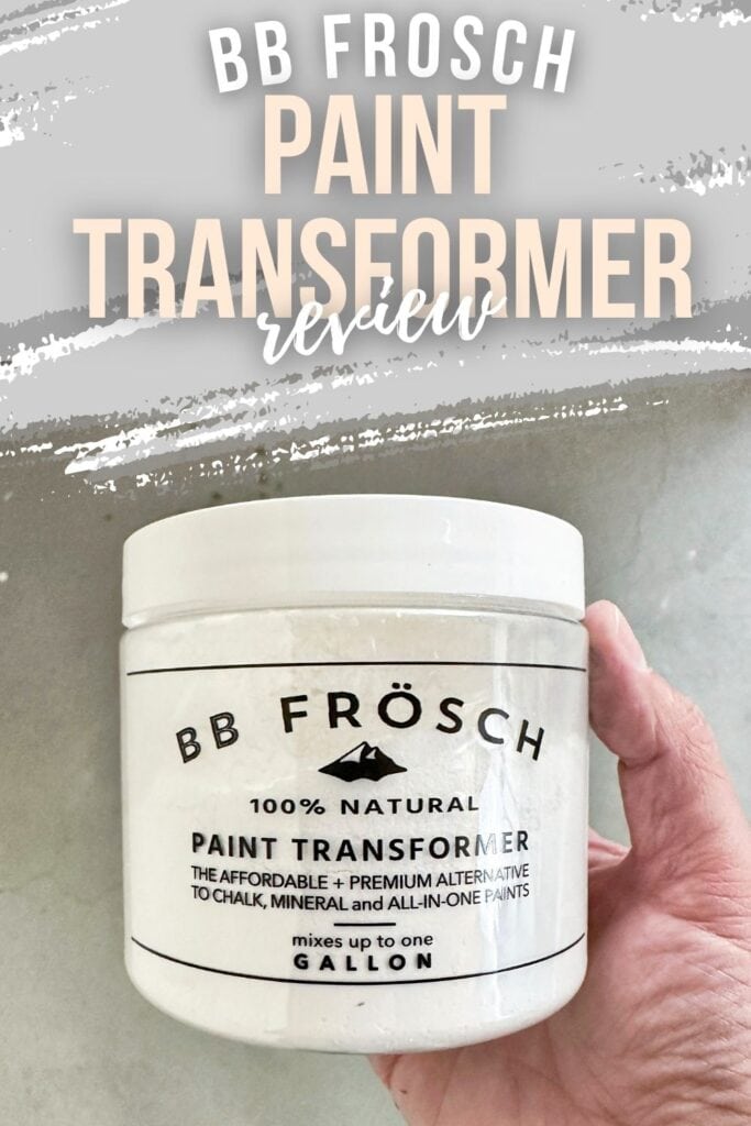 photo of BB Frosch Paint Transformer in container with text overlay
