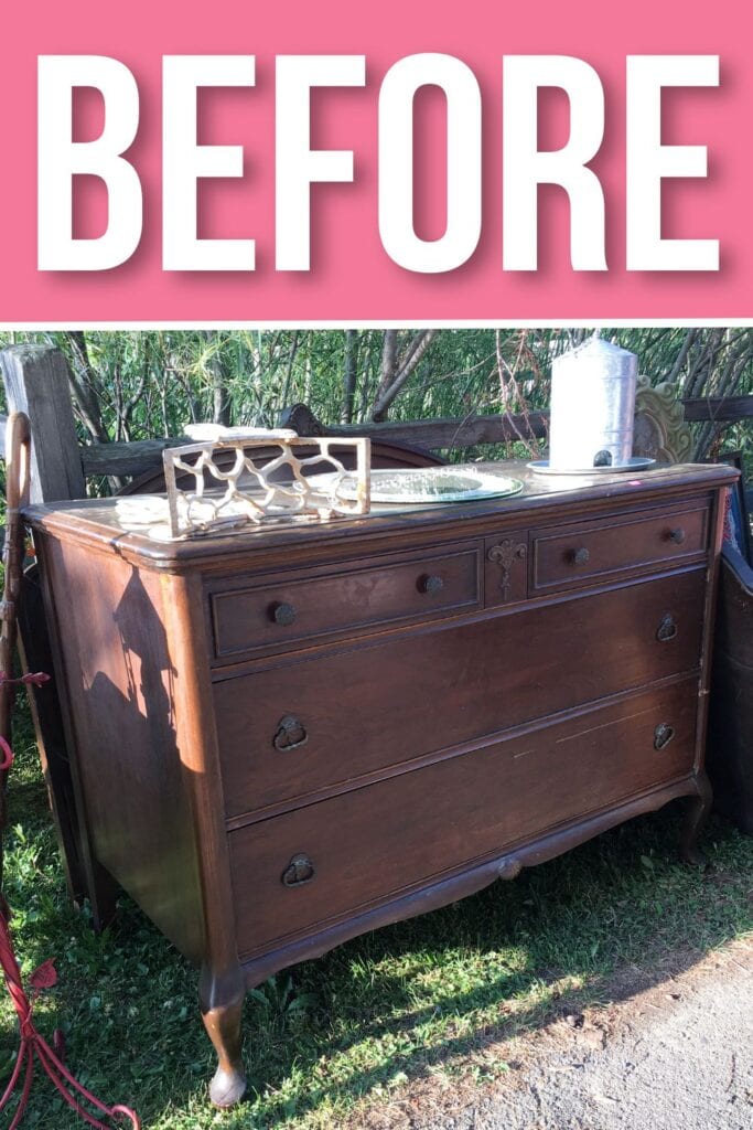 photo of Farmhouse Dresser before painting makeover