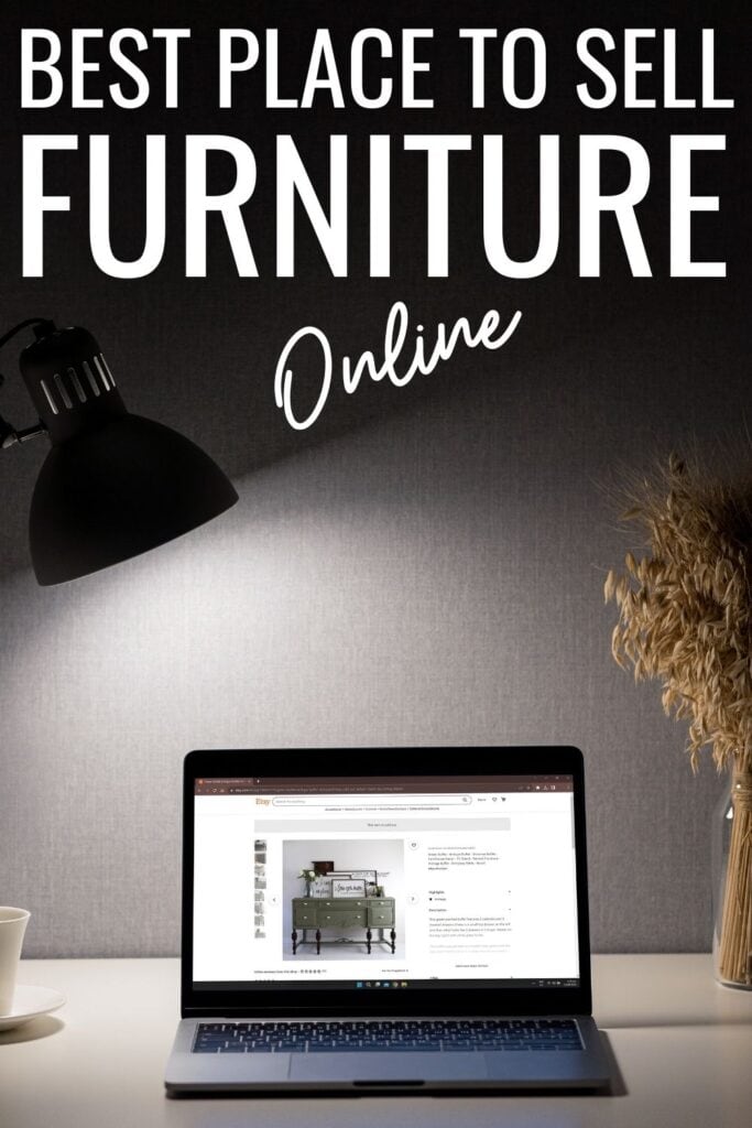 photo of laptop showing furniture sold by ray of sunlight with text overlay