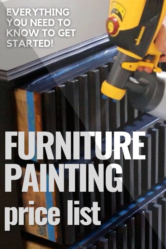 spraying paint onto furniture with text overlay