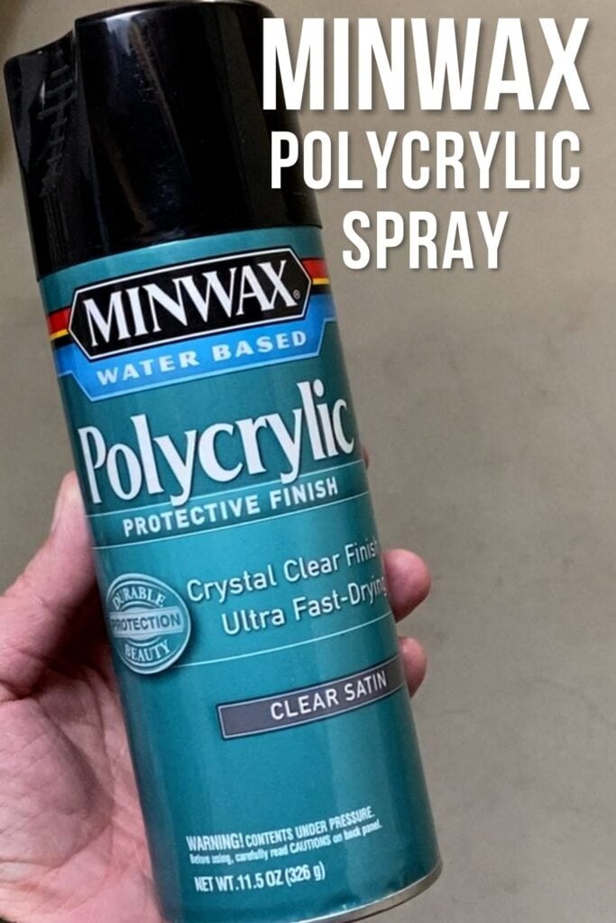 minwax polycrylic in a spray can with text overlay