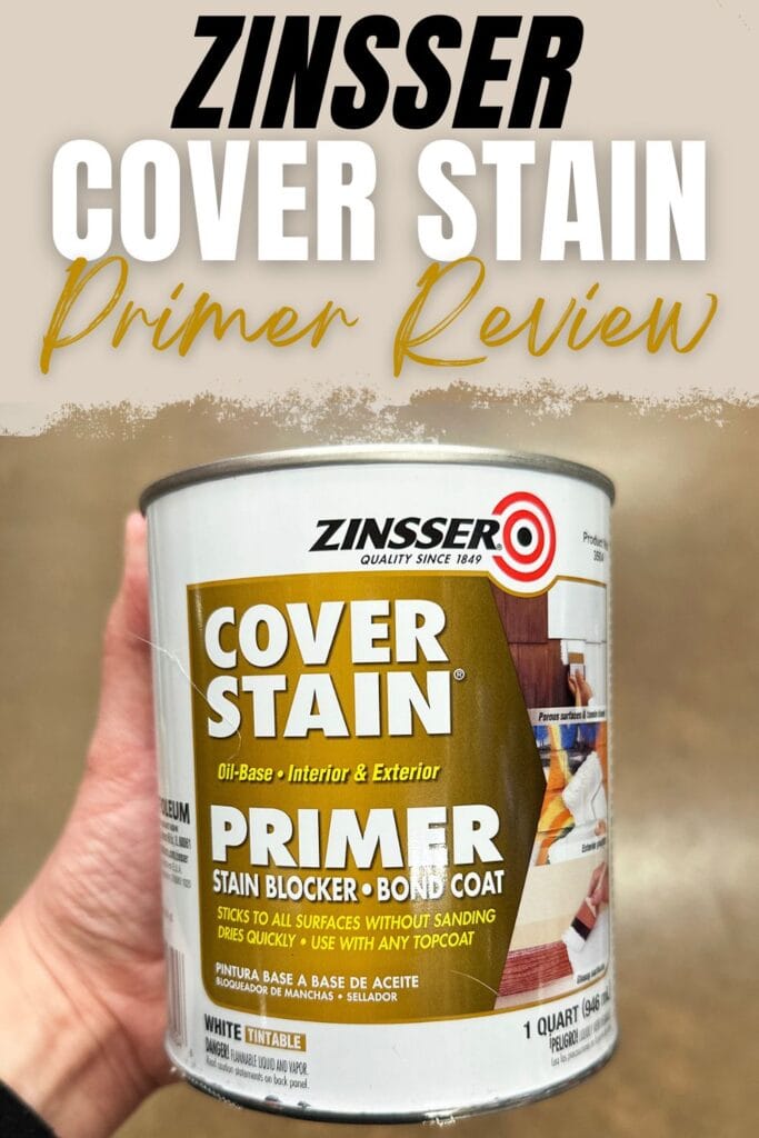 photo of zinsser cover stain with text overlay