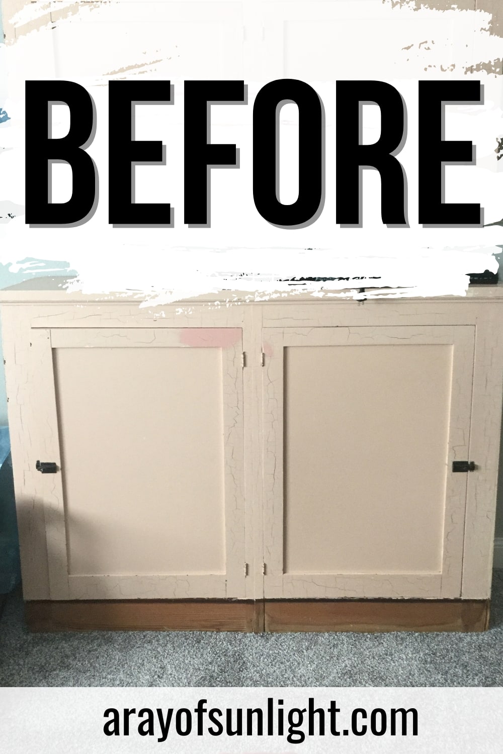 wooden cabinet before the makeover