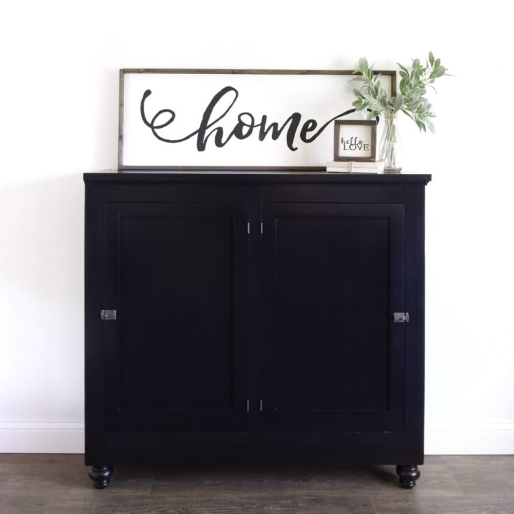 black painted cabinet with new legs