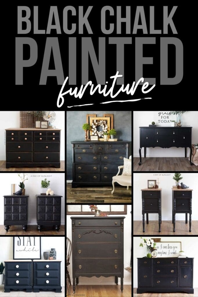 photo collage of black painted furniture with text overlay