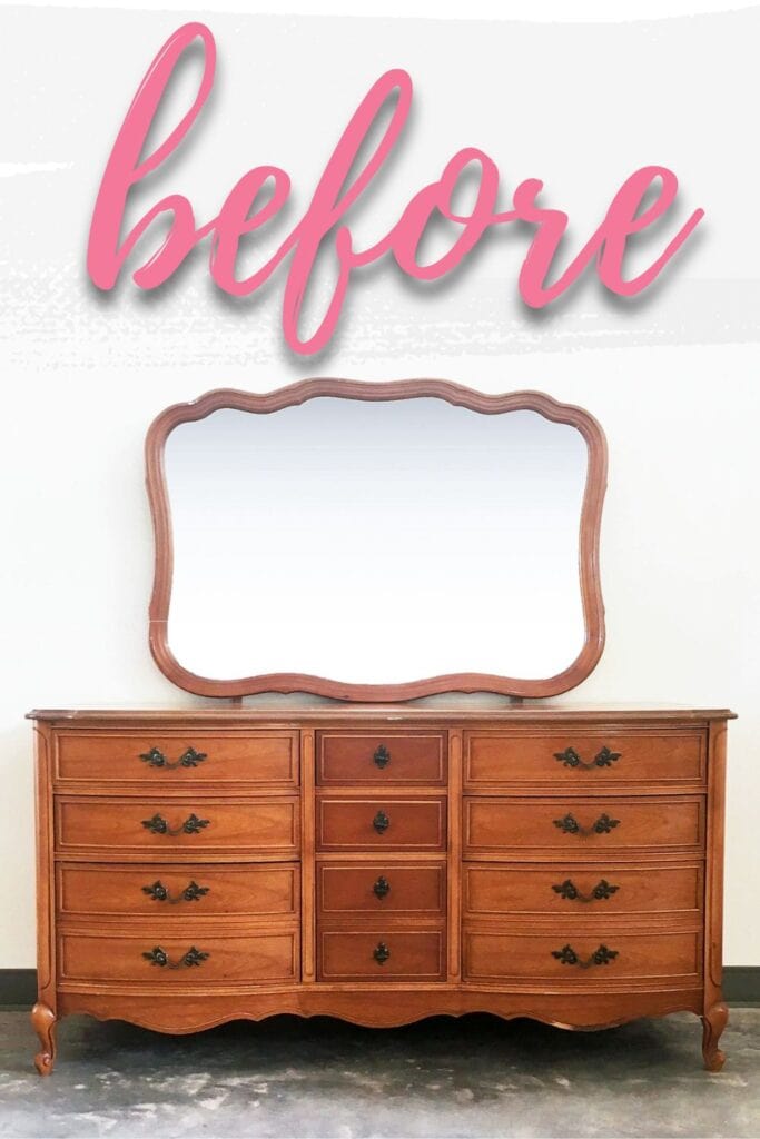 photo of Black French Provincial Dresser before makeover