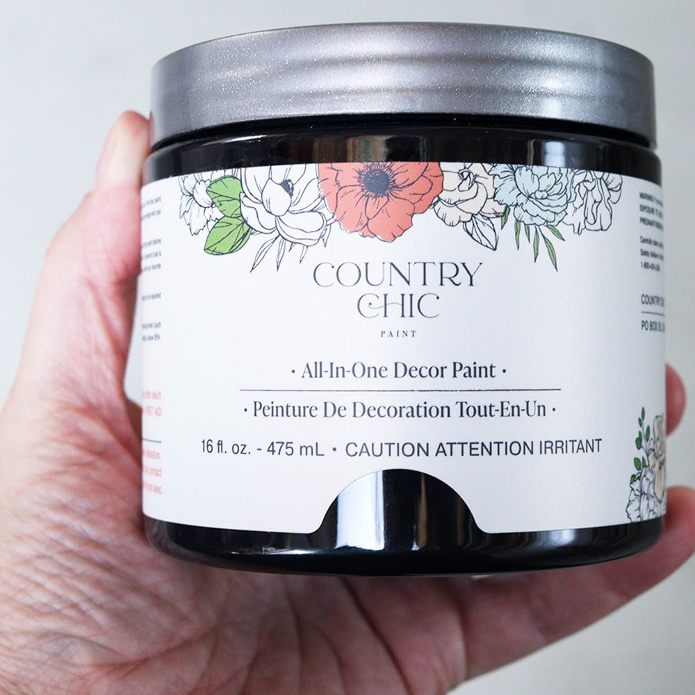 photo of country chic black chalk paint in a container