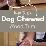 sanding the dog chewed wood trim part