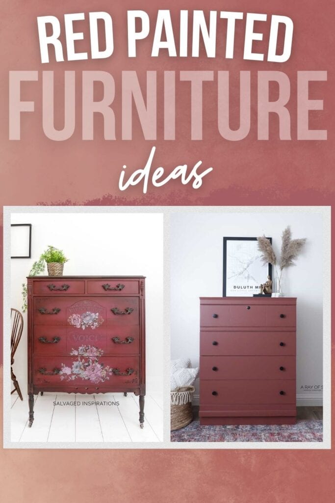 sample images of red painted furniture with text overlay