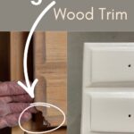 before and after fixing the dog chewed wood trim