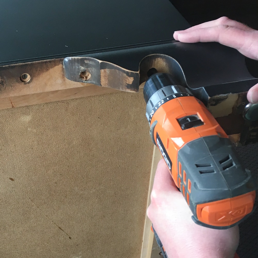 removing legs from dresser with drill