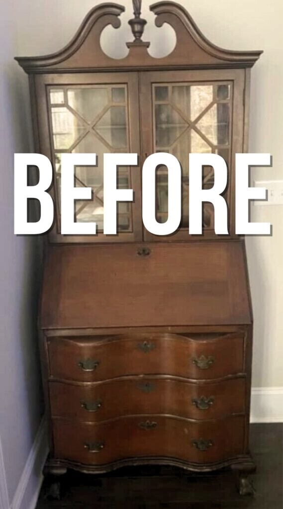 antique secretary desk before refinishing