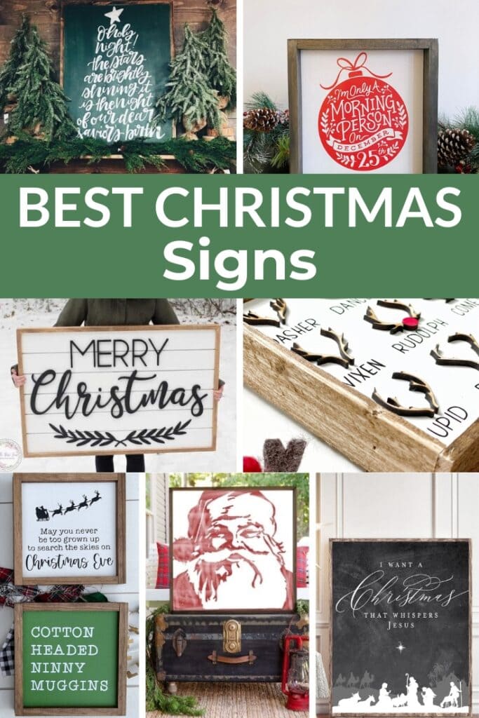 collage of wooden Christmas signs for 2023