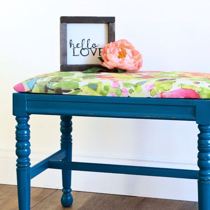 Blue chalk painted bench