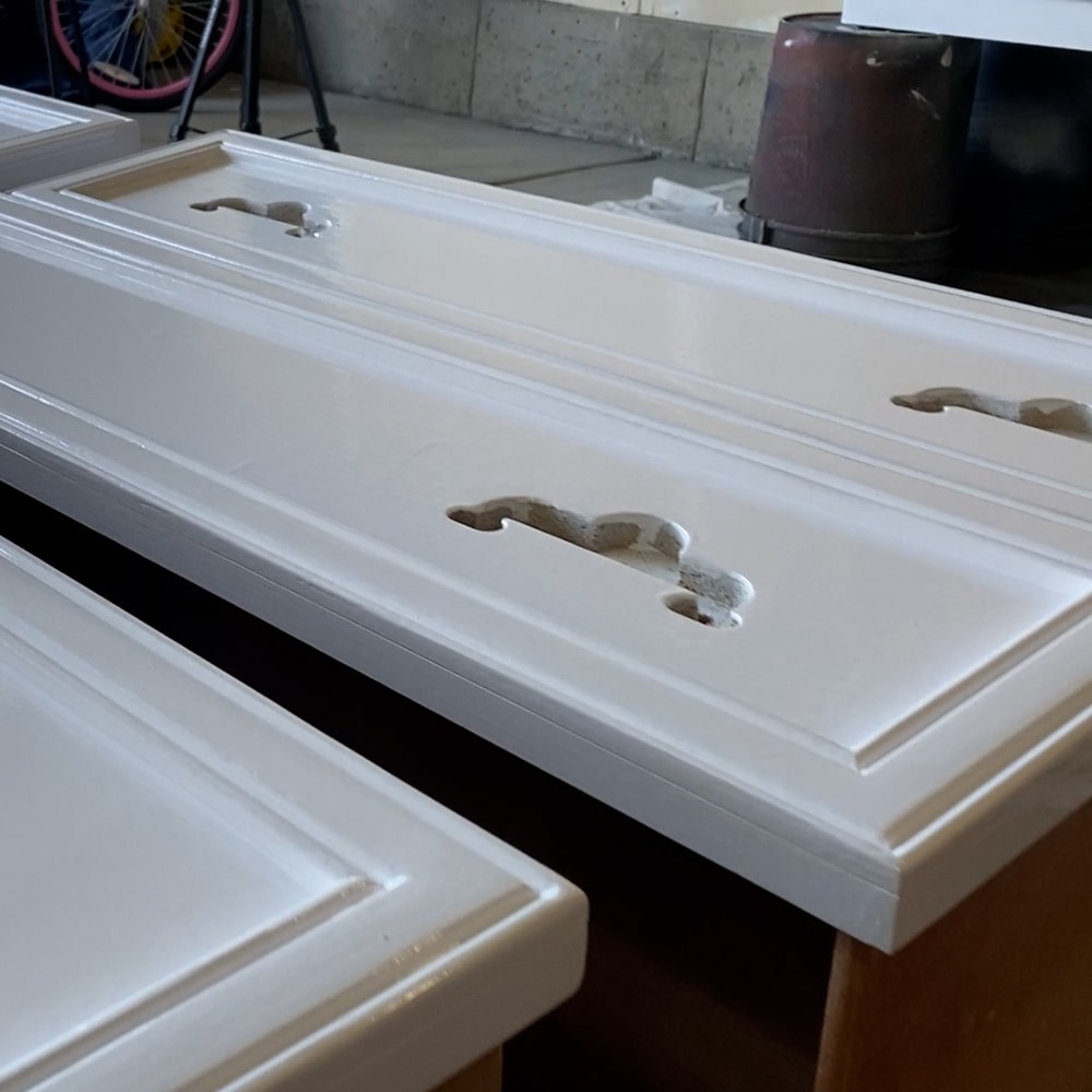 example of white paint drying on drawers