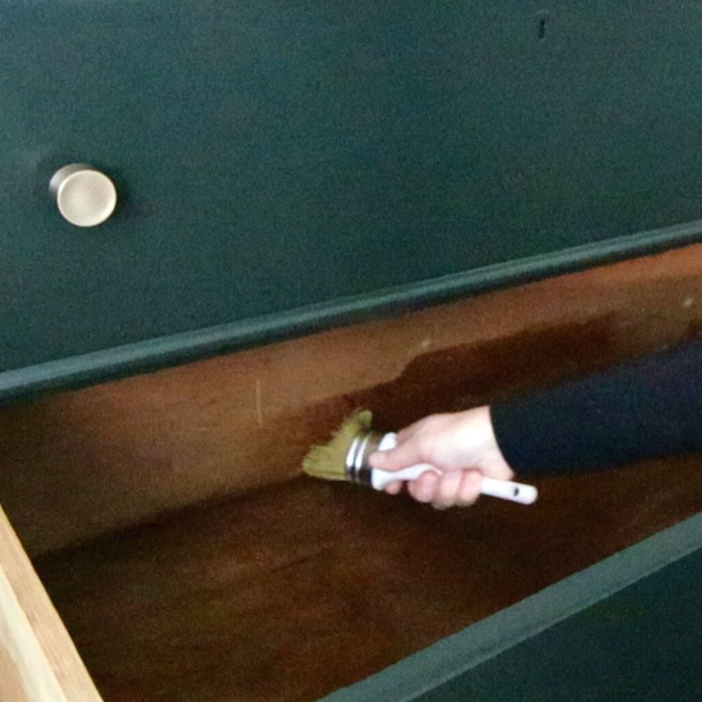 photo of refinishing the old drawer with wax