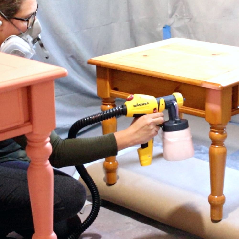 photo of wagner flexio 5000 spraying paint onto furniture