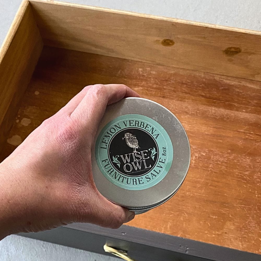 photo of wise owl furniture salve in a container