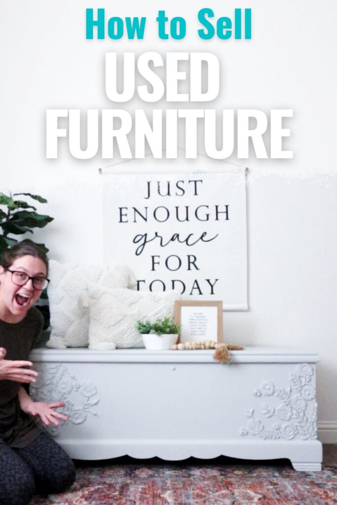 photo of used furniture after makeover with text overlay