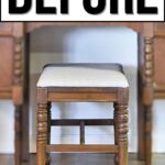 Wooden chair with cushioned seat in a vintage room setting, rustic furniture and warm tones.
