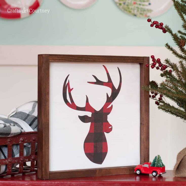 Image for Plaid Deer Christmas Sign