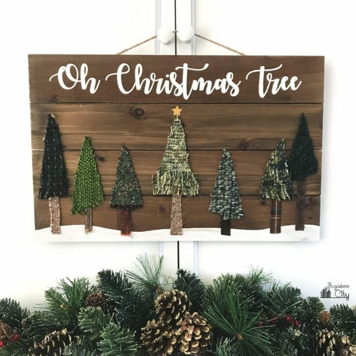 Image for DIY Christmas Tree Wood Sign with Fabric Scraps