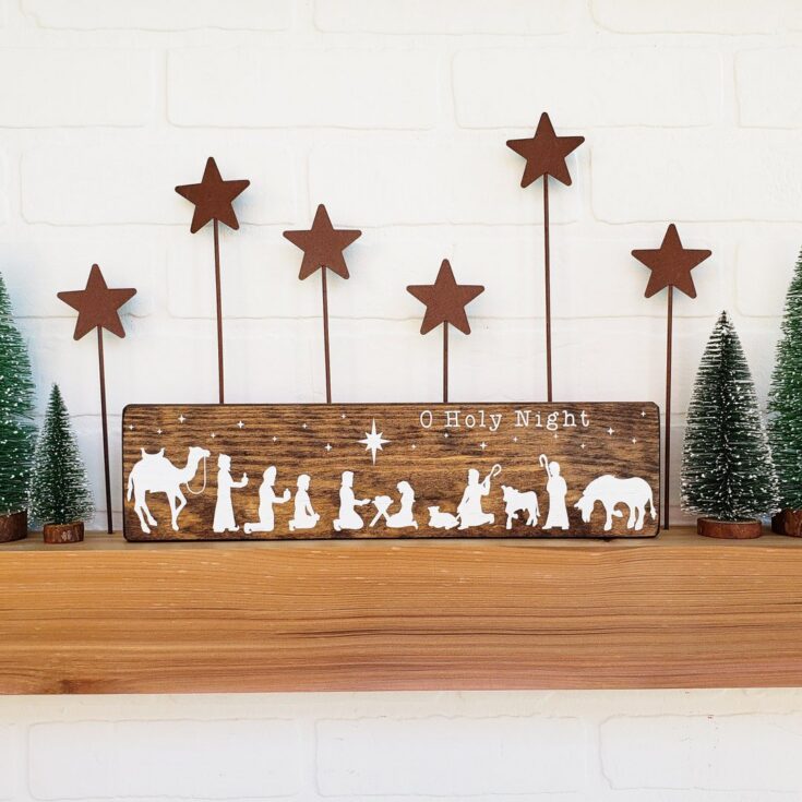 Image for O Holy Night Nativity Wood Sign Decor