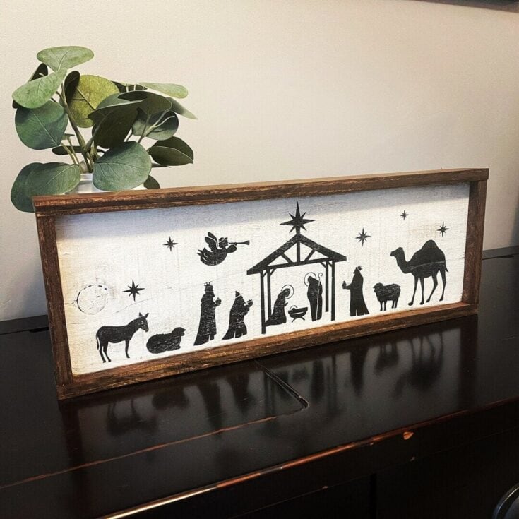 Image for Nativity Scene Handmade Wood Sign