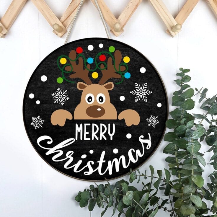 Image for Reindeer Merry Christmas Door Sign