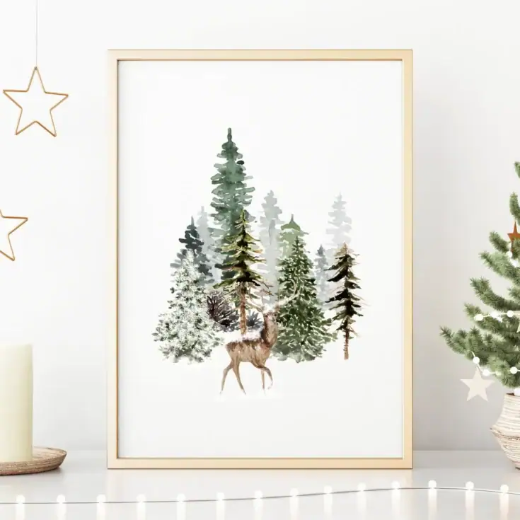 Image for Christmas Trees Print Holiday Wall Art