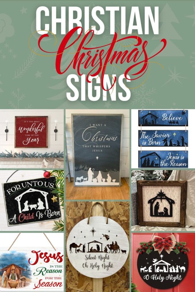photo collage of Christian Christmas signs