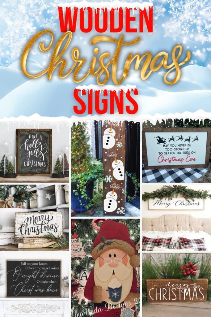 photo collage of DIY Christmas signs with text overlay