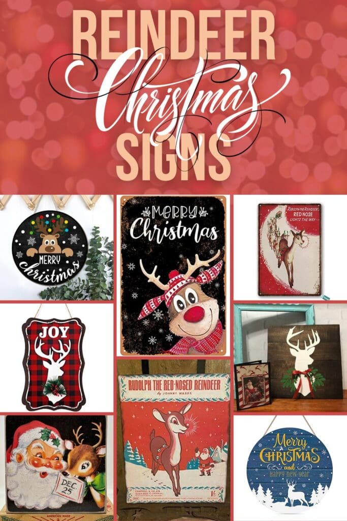 photo collage of reindeer christmas signs with text overlay 