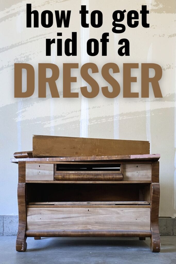 photo of an old dresser with text overlay