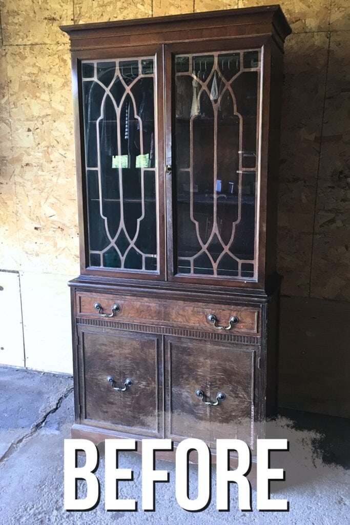 photo of china hutch cabinet before the makeover
