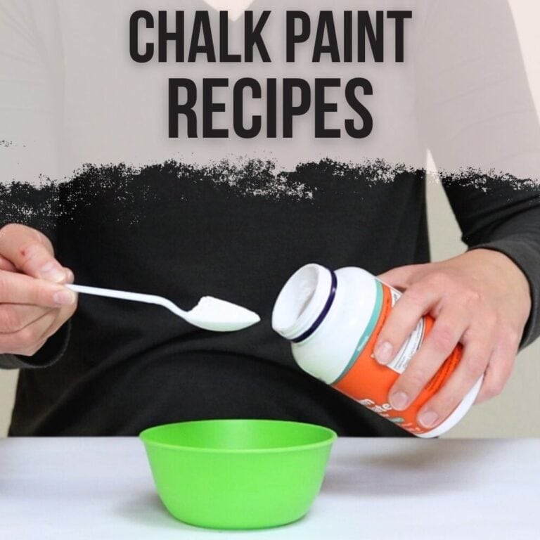 photo of mixing calcium carbonate with water to create chalk paint with text overlay