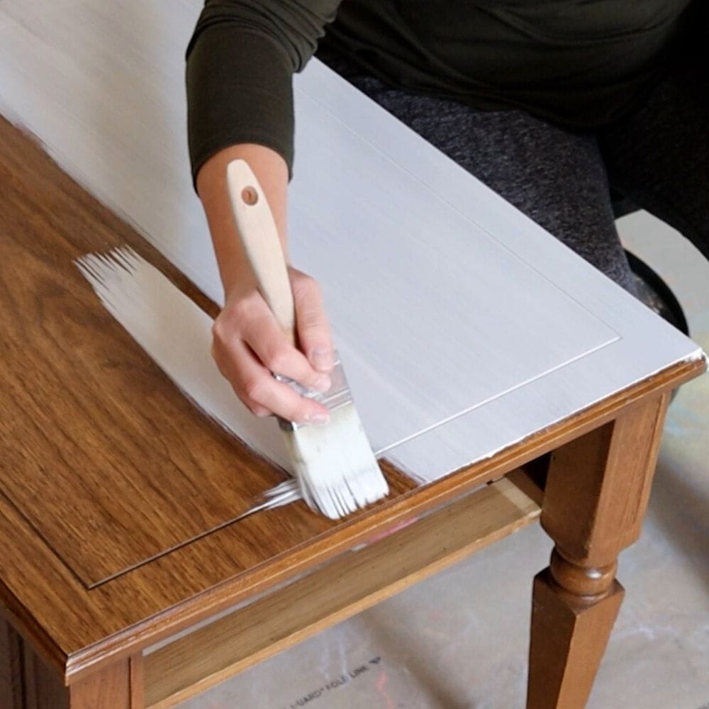 photo of painting a desk without sanding