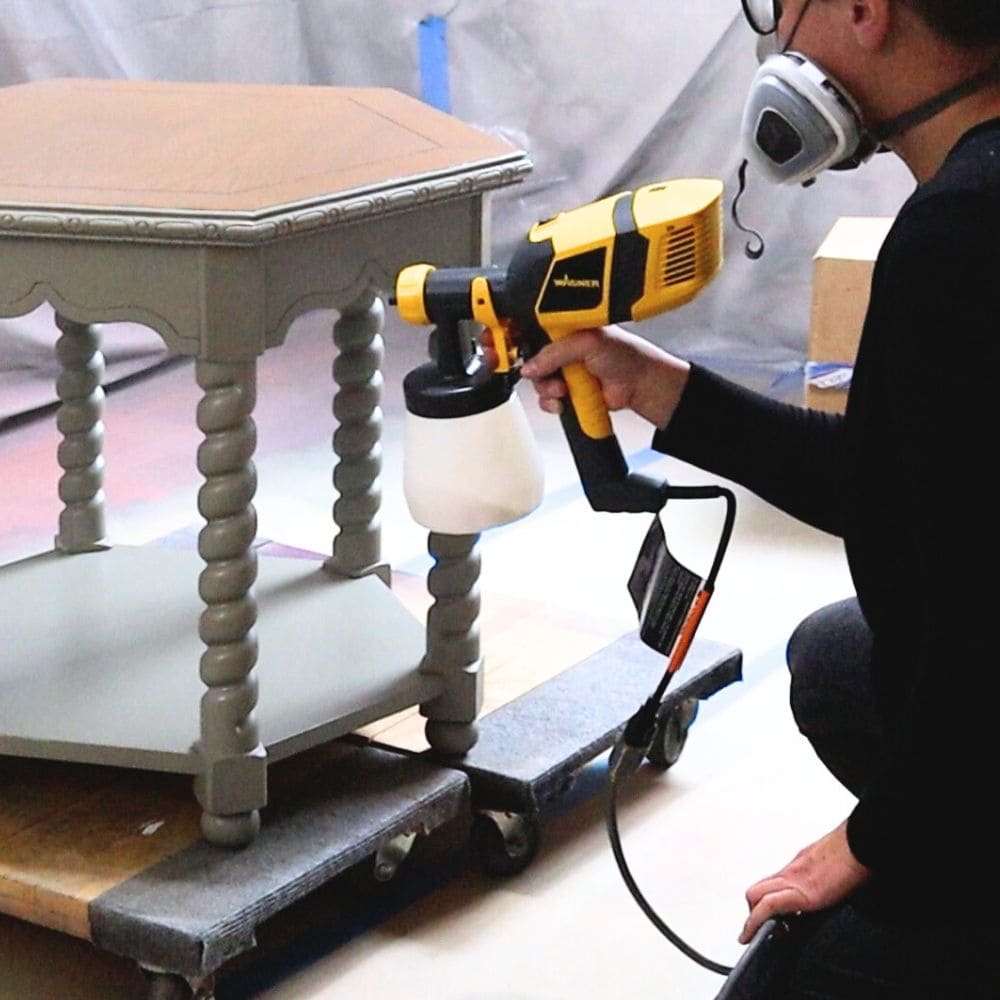 photo of spraying with the correct distance and settings onto furniture
