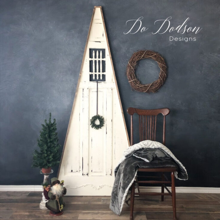 Image for How To Make A Rustic DIY Christmas Tree Door (Old Door Repurposed)