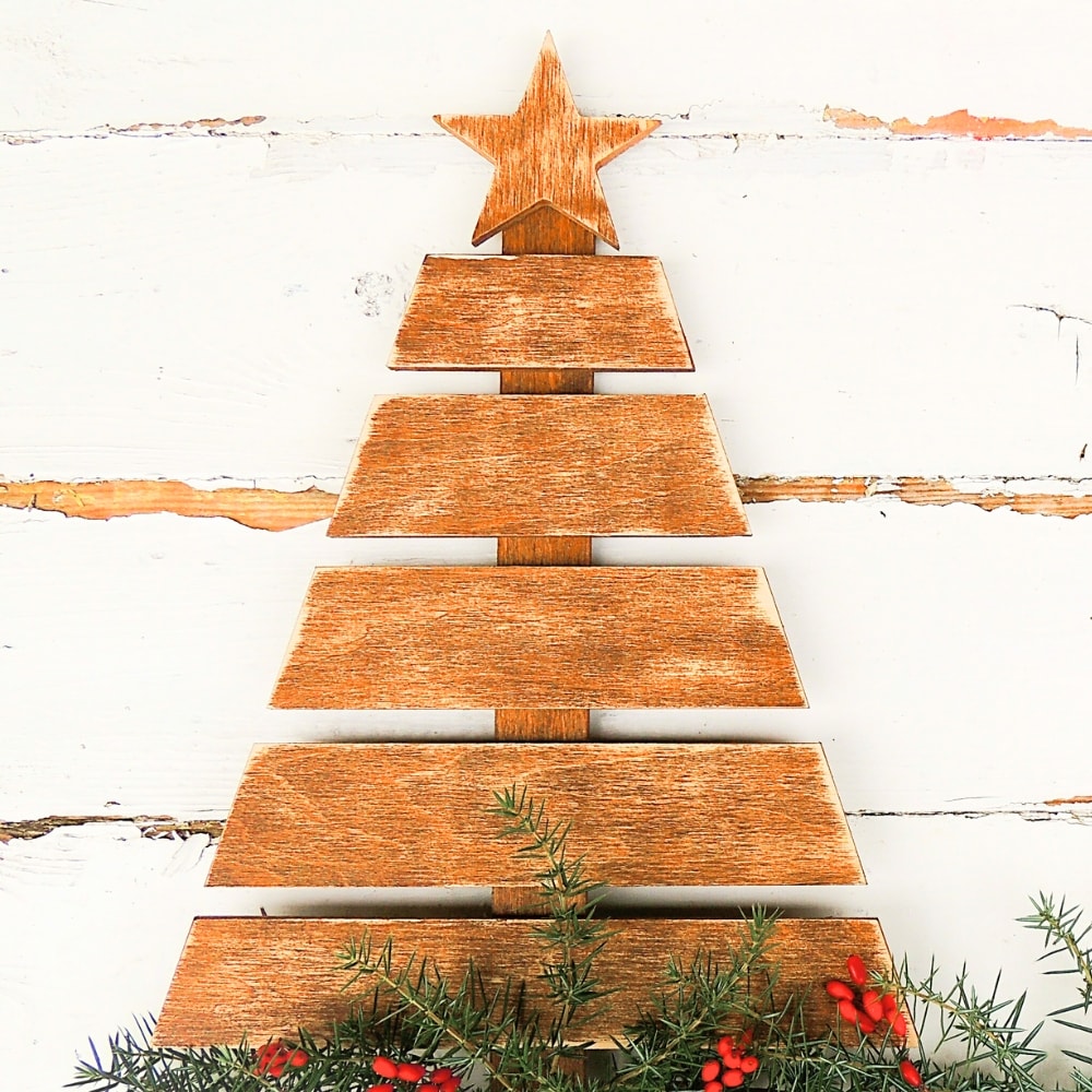 Farmhouse Christmas Tree made out of wood